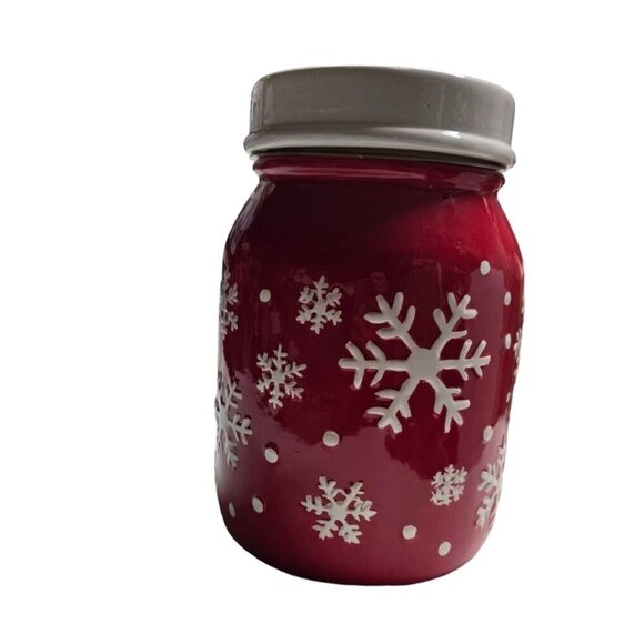 Holiday Time Red Snowflake‎ Ceramic Cookie Jar - Picture 2 of 7